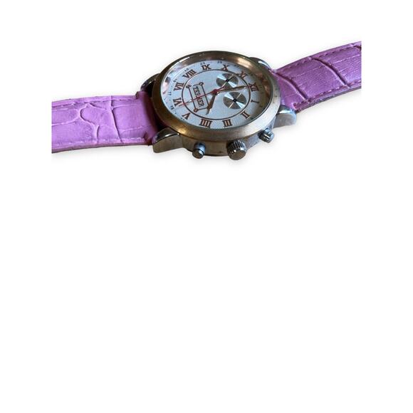 Bijoux Terner Pink Leather Women's Watch Chronograph Analogue Battery Needed - Picture 6 of 12